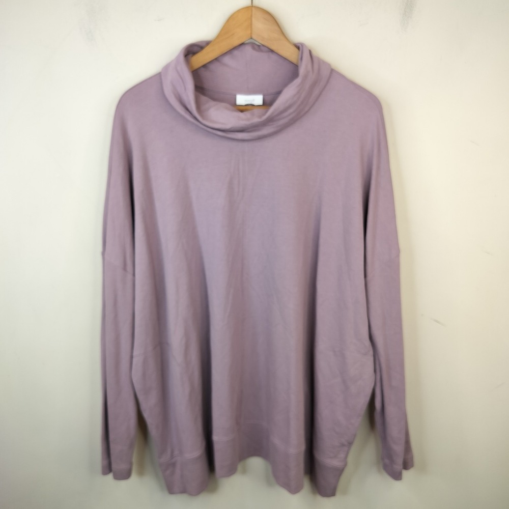 J Jill Pure Jill Tunic Pink Soft Stretch Cowl Neck Pockets Long Sleeve